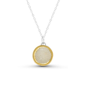 Sterling Silver Necklace With Handmade Ceramic, Glass And Gold Pendant, 2 of 7