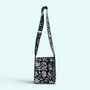 Mini Cross Body Bag | Black And White Block Print Floral, thumbnail 2 of 5