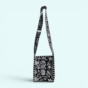 Mini Cross Body Bag | Black And White Block Print Floral, 2 of 5
