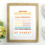 Personalised House Rules Print, thumbnail 6 of 6