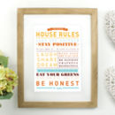 Personalised House Rules Print By Over & Over | notonthehighstreet.com