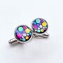 Mini Cufflinks Disco Festive Sparkly Non Tarnish Silver 10mm, thumbnail 1 of 8