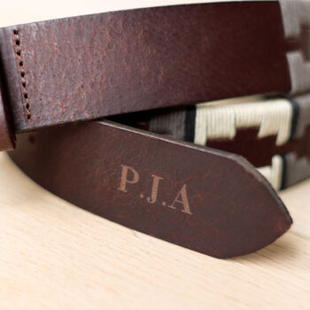 Men's Personalised Initials Leather Woven Belt, 2 of 6