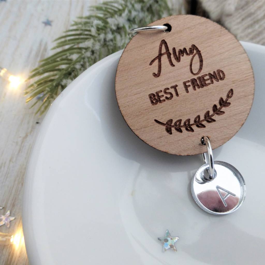 Image of Best Friend Personalised Silver Initial Keyring