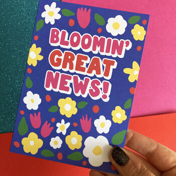 Blooming Great News Funny Flower Congratulations Card, 3 of 5