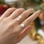 Lauren Silver Pearl Twirl Snow Ball Charm Gift Ring, thumbnail 3 of 3