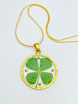 Good Luck Necklace With Four Leaf Clover, 4 of 11