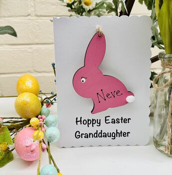 Personalised Easter Bunny Card Granddaughter Grandson, 4 of 7