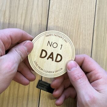 Personalised Wooden Father's Day Badge, 2 of 4