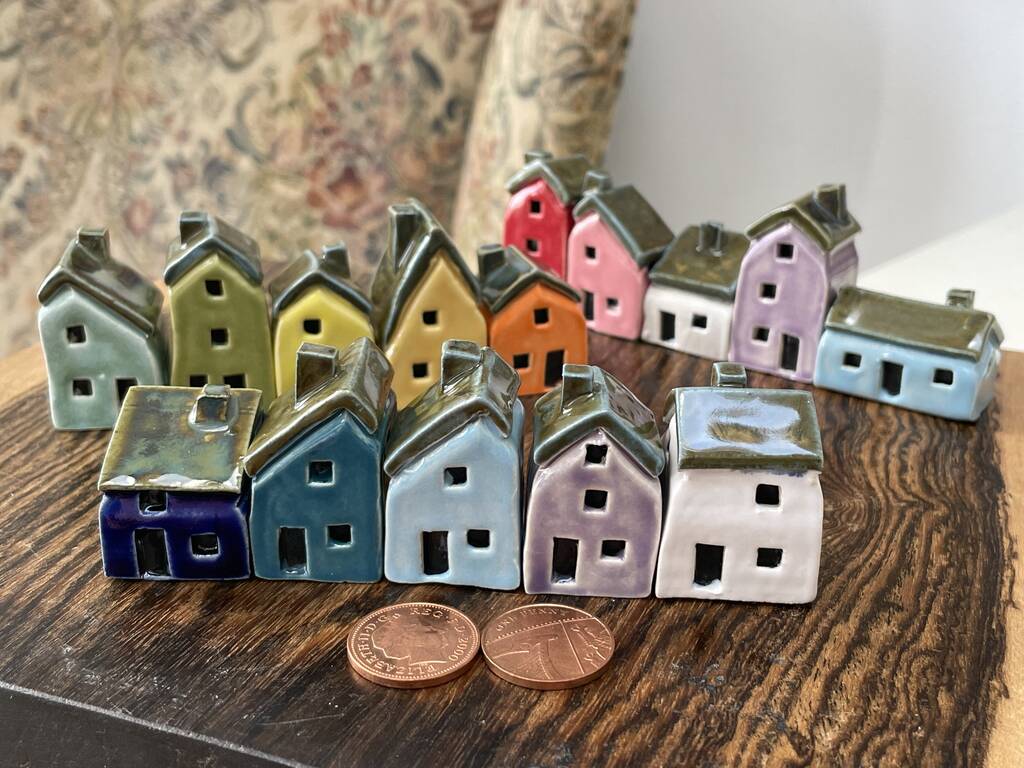 Pick Five Colorful Handcrafted Mini Ceramic Houses, 1 of 11