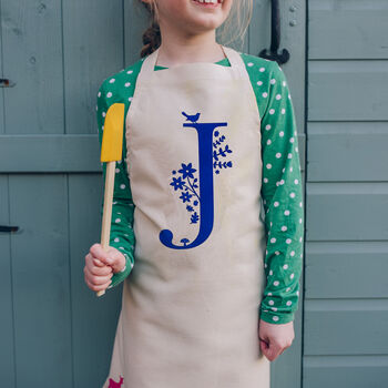Personalised Floral Letter Kids Apron, 2 of 5