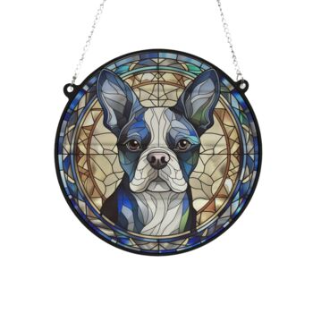 Boston Terrier Stained Glass Effect Suncatcher, 3 of 5