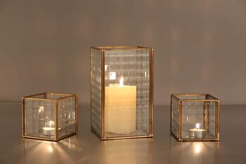 Three Copper Frame With Glass Candleholder Lantern, 6 of 7