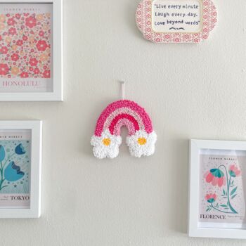 Bright Pinks Handmade Rainbow Punch Needle Wall Hanging, 2 of 3