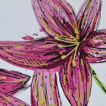 Pink Lily Watercolour A4 Art Print, 3 of 5