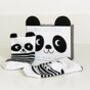 Organic Panda Monochrome Baby Socks In Gift Box, thumbnail 1 of 3