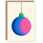 Blue Pink Bauble Bright Modern Xmas Christmas Card, thumbnail 1 of 4