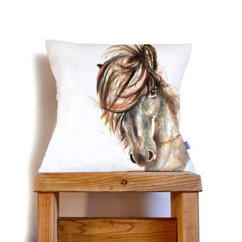 Inky Horse Large Luxury Cushion And Inner, 3 of 4