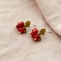 Cranberry Freshwater Pearl Earrings, thumbnail 1 of 3