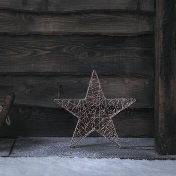 Outdoor Christmas Figure Light Up Copper Star Decoration Warm White Micro LED Battery Operated With Timer 40cm, 2 of 3