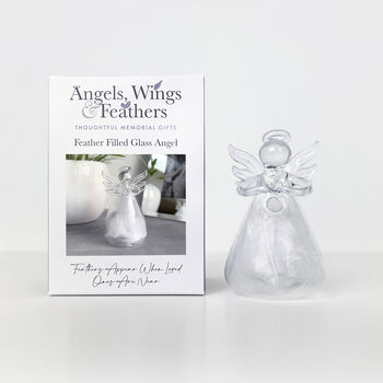 Feather Filled Memorial Glass Angel Ornament, 3 of 6