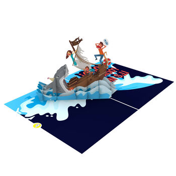 We're In The Same Old Boat! Funny Birthday Card With Fun 3D Pop Up Sinking Ship, 6 of 8