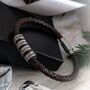 Mens Leather Bracelet With Personalised Rings, Birthday Gift For Him, thumbnail 1 of 10
