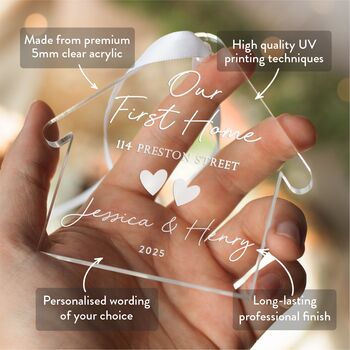 Personalised First Home Acrylic Ornament Custom Address, 3 of 8