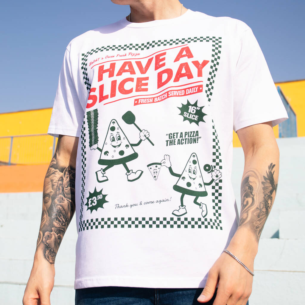 Have A Slice Day Men’s Pizza Graphic T Shirt, 1 of 3