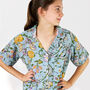 Pale Blue Floral 100% Cotton Ladies Pyjama Short Set, thumbnail 5 of 7