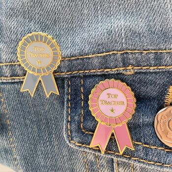 Top Teacher Rosette Enamel Pin | End Of Term Thank You Gift For Teachers And Teaching Assistants, 2 of 10