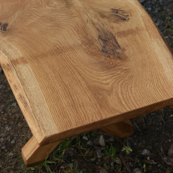 British Made X Leg Oak And Iron Bench, 5 of 5