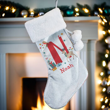 Personalised Initial Reindeer Christmas Stocking, 2 of 4