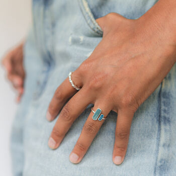 Silver Plated And Blue Statement Ring, 3 of 9