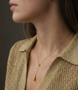 18k Gold Plated Adjustable Lariat Drop Necklace, 4 of 4