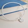 Sterling Silver Bracelet With Silver Hammered Charm, thumbnail 4 of 5