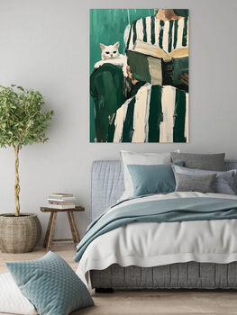 Female Book Cat Portrait Art Print, 4 of 4