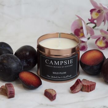 Plum And Rhubarb Rose Gold Candle Tin, 2 of 4