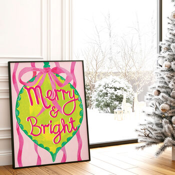 Merry And Bright’ Christmas Art Print, 2 of 4
