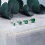 Emerald Green Cz Screw Back Earrings, thumbnail 1 of 12