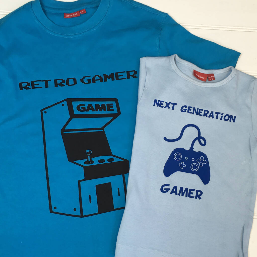 Personalised Dad And Child Gamer T Shirt Set, 1 of 8