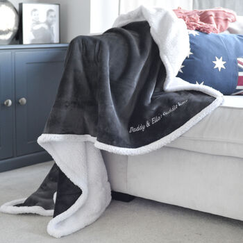 Personalised Paternity Daddy And Me Charcoal Blanket, 2 of 5