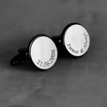 Curve Engraved Silver Cufflinks, 2 of 7
