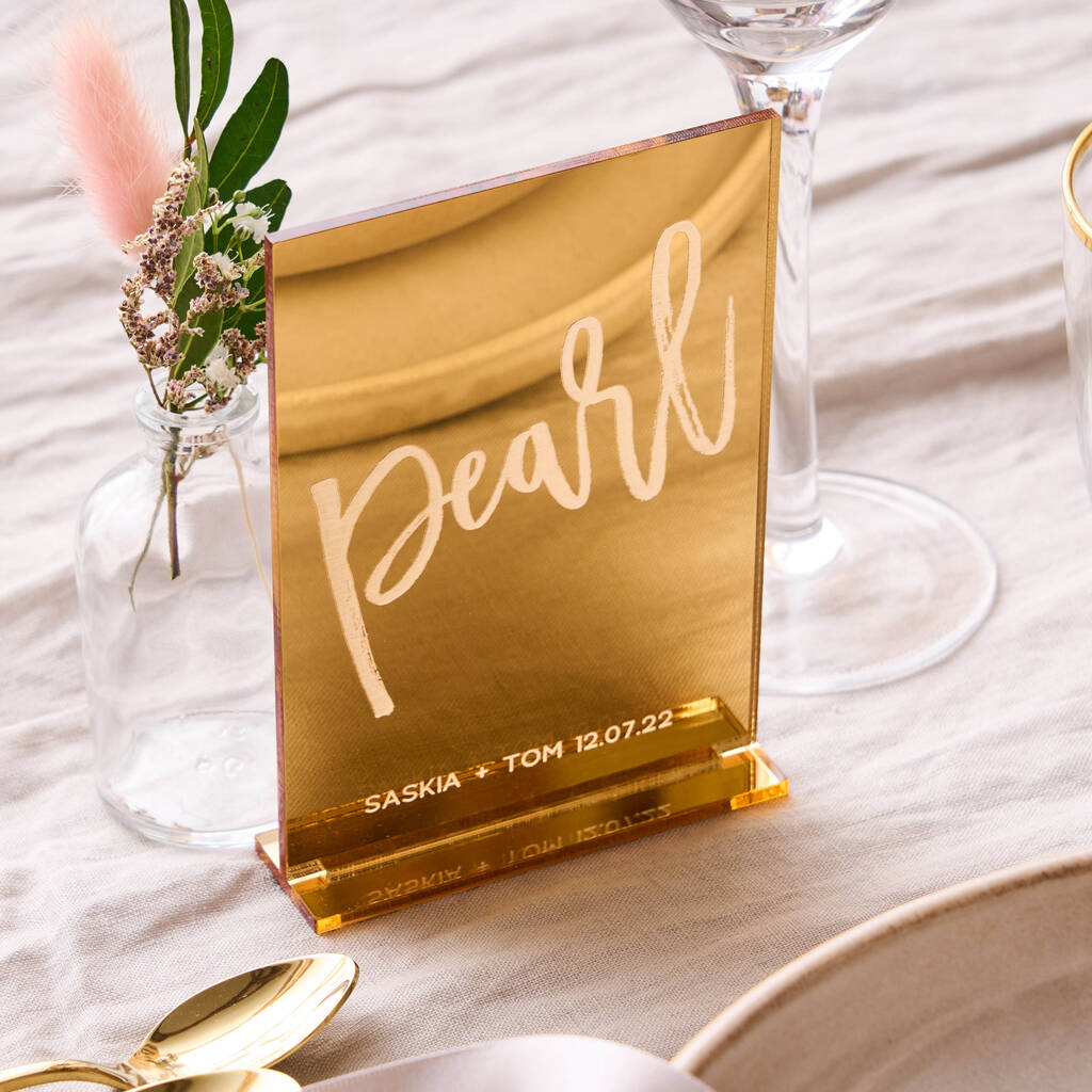 Gold Mirror Wedding Table Names, 1 of 2