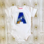 Personalised African Print Letter Baby Bodysuit, thumbnail 2 of 8