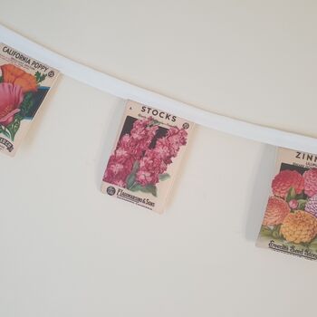Fabric Summer Flowers Seed Packet Bunting Decoration, 3 of 7