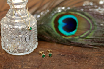 Daisy Nine Carat Gold Elphaba Emerald Necklace, 4 of 6