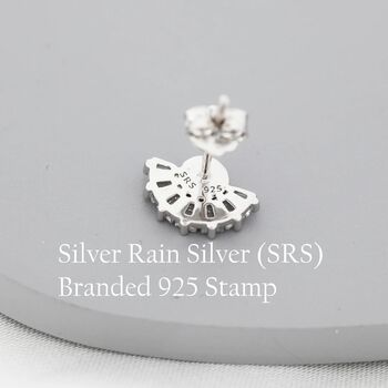 White Opal Fan Stud Earrings In Sterling Silver, 9 of 10