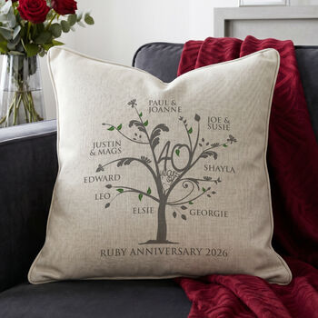 Personalised Ruby Anniversary Family Tree Cushion, 3 of 6