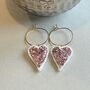 Glitter Heart Embroidered Fabric Hoop Earrings, thumbnail 1 of 5